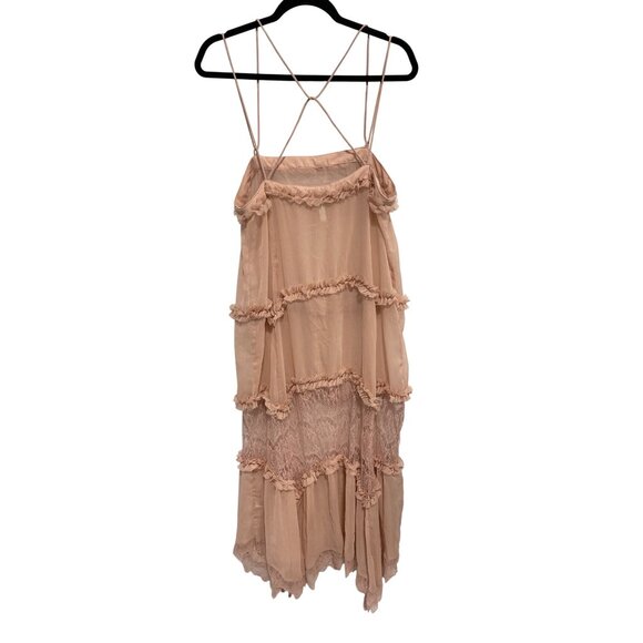 Free People Slip Dress Size Medium Forever Femme Halfway There Maxi Ruffle Lace - Picture 3 of 8